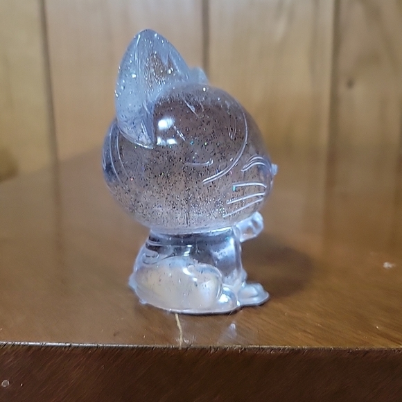 Clear Glittery Handcrafted Cat Figurine (Resin) - Picture 2 of 3